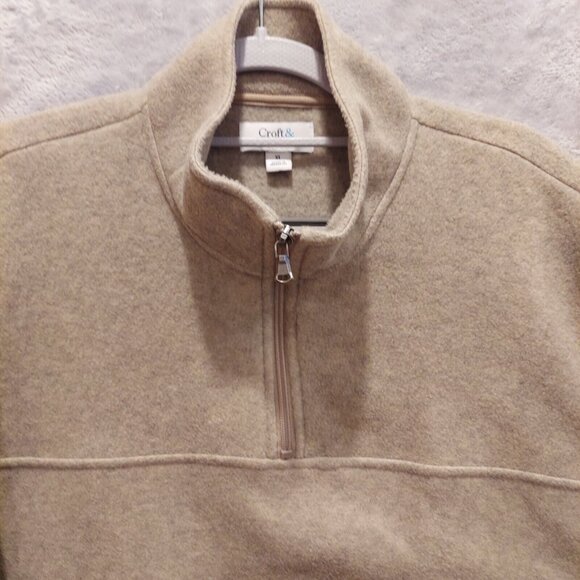 Croft & Barrow Fleece Pullover Mens XL Gray tan Quarter Zip Sweatshirt beach - Picture 9 of 15